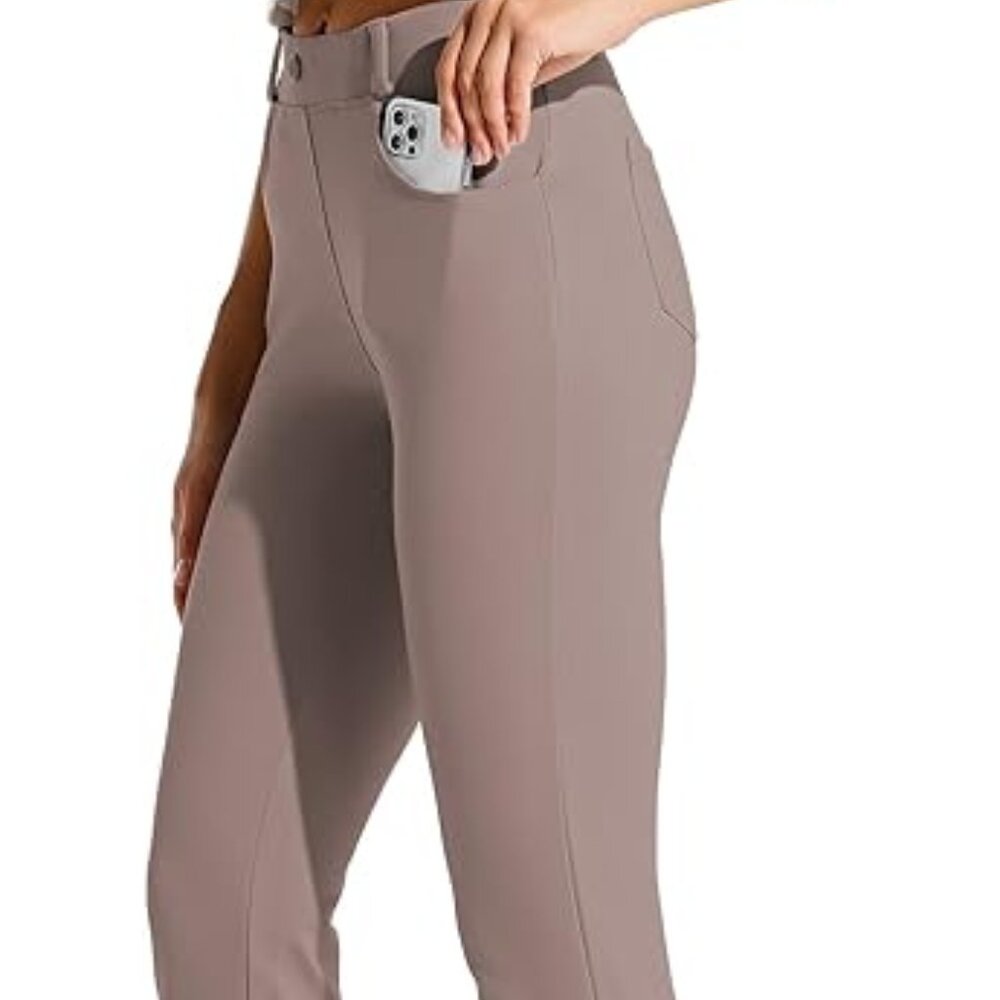WILLIT Women's Yoga Dress Pants Straight Leg Work Slacks Stretchy Sz: L Taupe - Picture 2 of 12